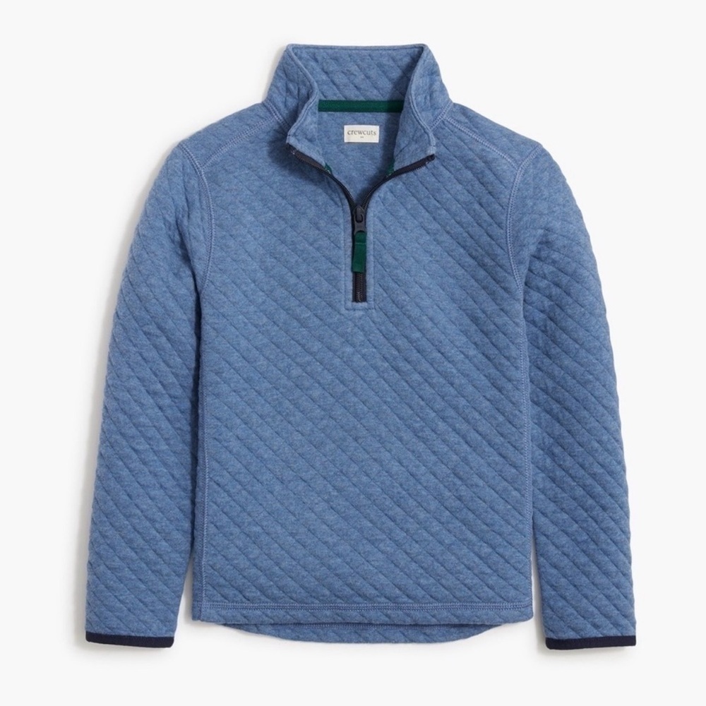 J. Crew Boys Blue Quilted Quarter Zip Size Medium